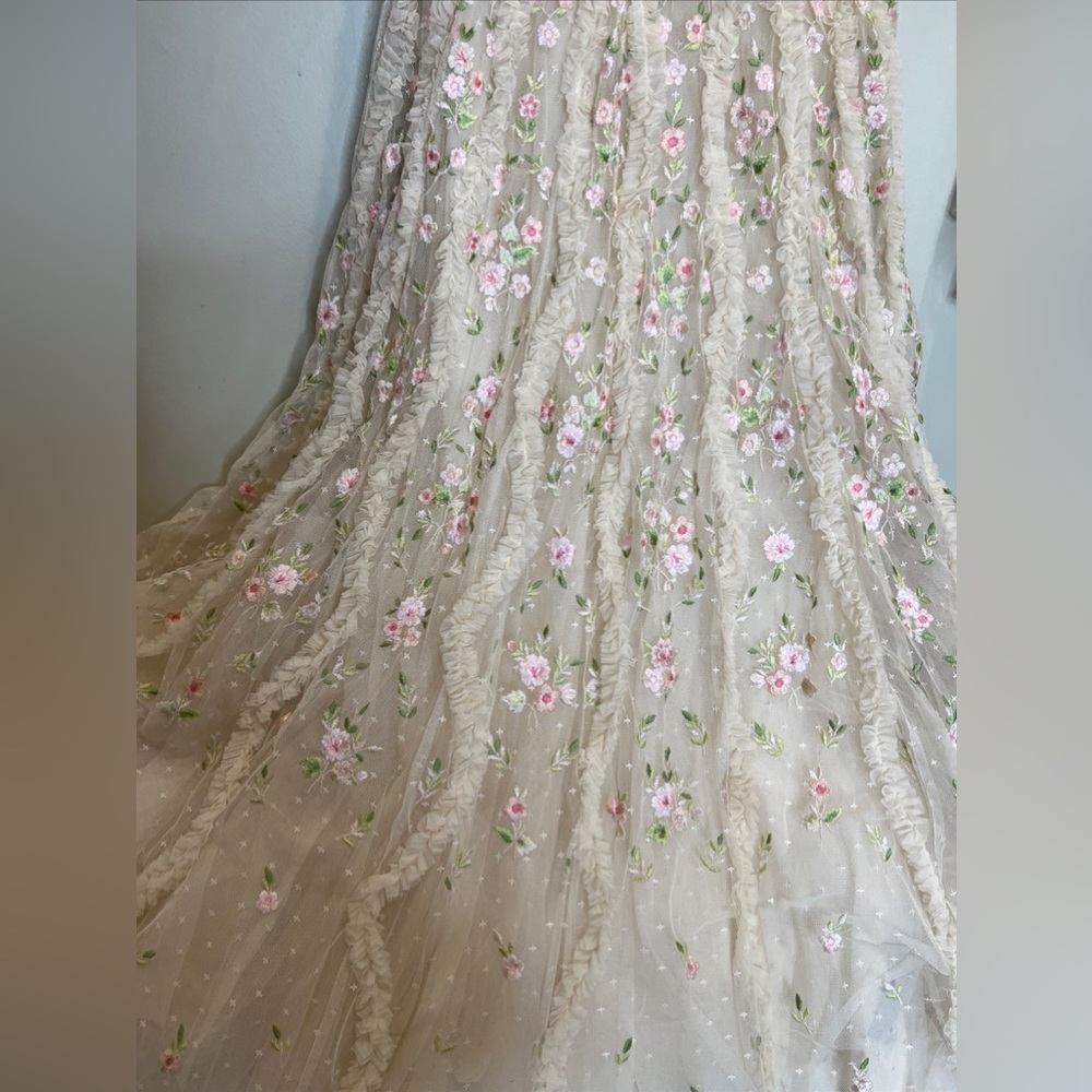NEEDLE & THREAD Florentina Ankle Gown Dress Floral Lace Embroidered Ruffle - Picture 6 of 10